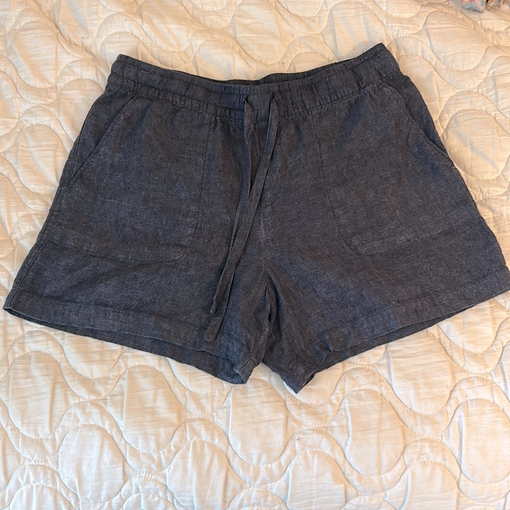 Garnet Hill Indigo Linen Shorts size SMALL